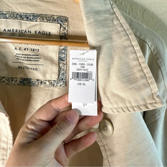 American Eagle Outfitters Cream Military Shacket Shirt Jacket Size XL NWT - Picture 5 of 9